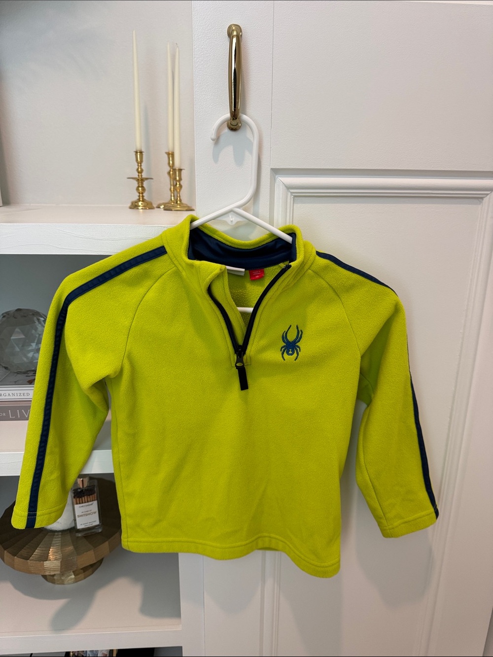 Spyder Kids Neon Yellow Fleece Pullover with Navy Accents
